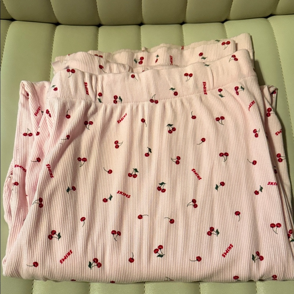 SKIMS Pink Cherry Print Pajama Bottoms